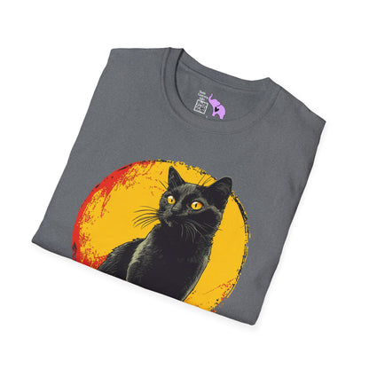 Black Cat Over Full Moon Adult T-shirt