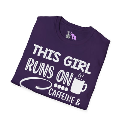 This Girl Runs On Coffee And Sarcasm Adult T-shirt
