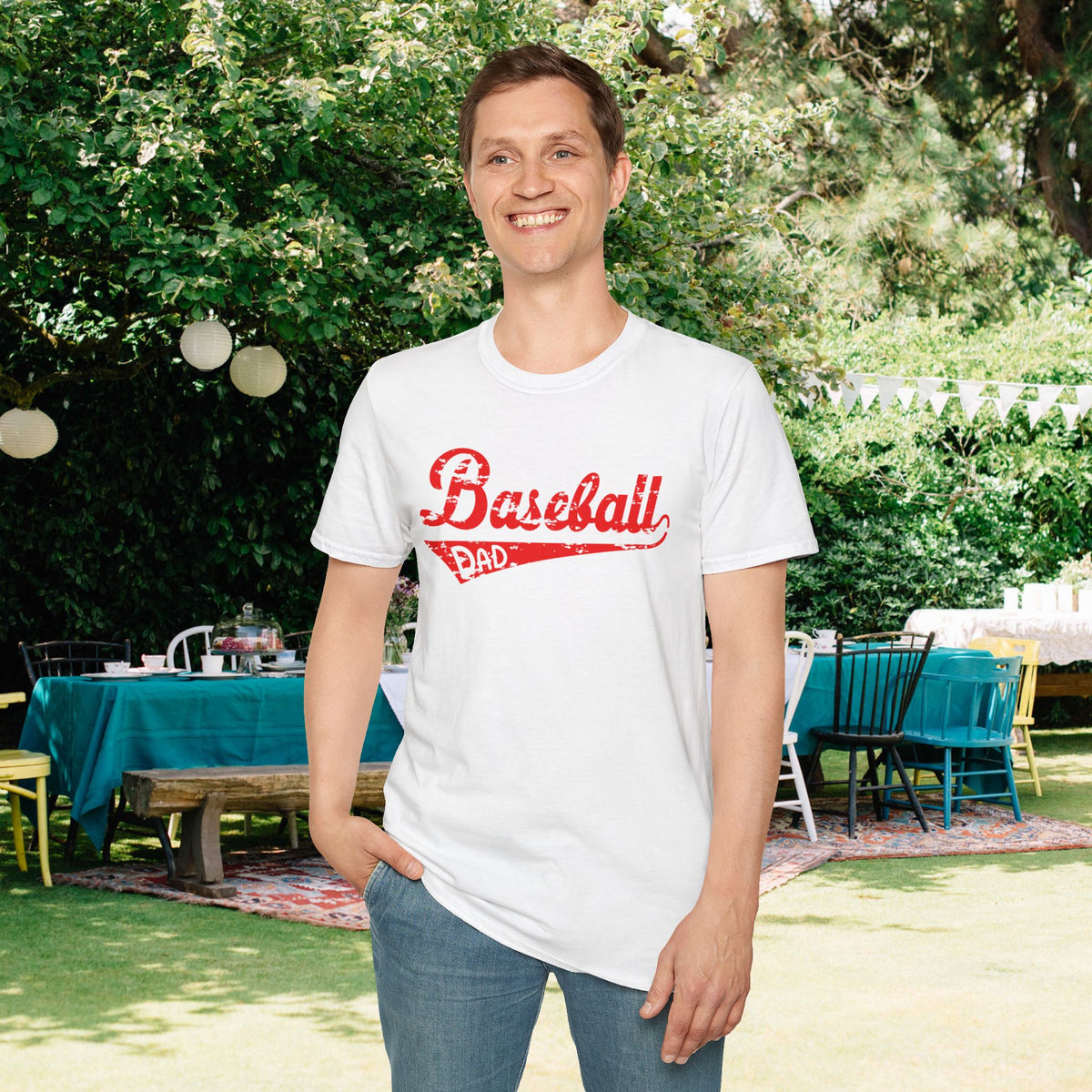 Baseball Dad (Grunge) Adult T-shirt