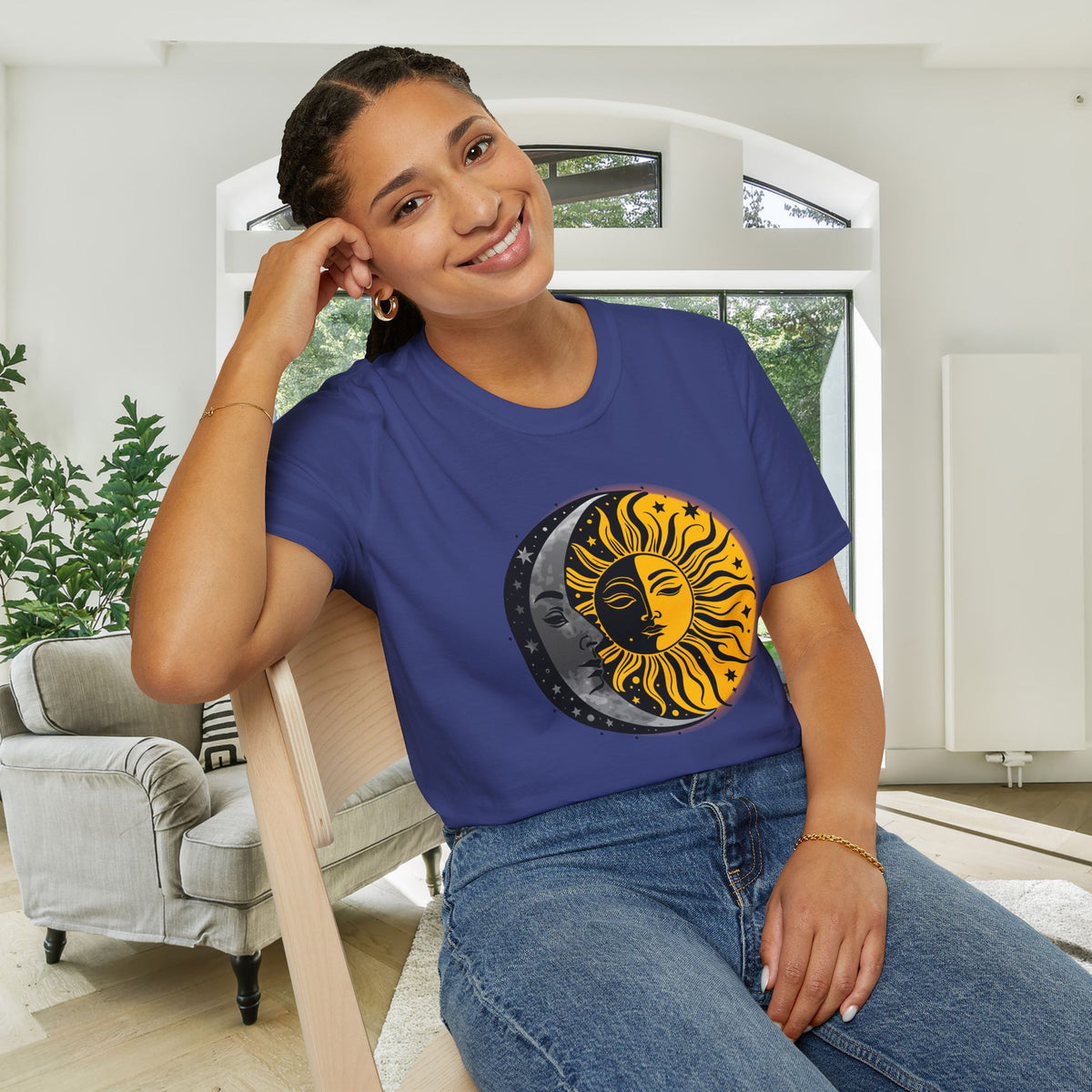 Sun Moon Stars Adult T-shirt