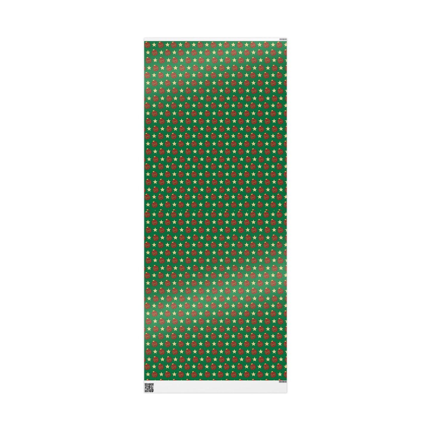 Red Ornament Gold Star Green Custom Wrapping Paper (Sarah)