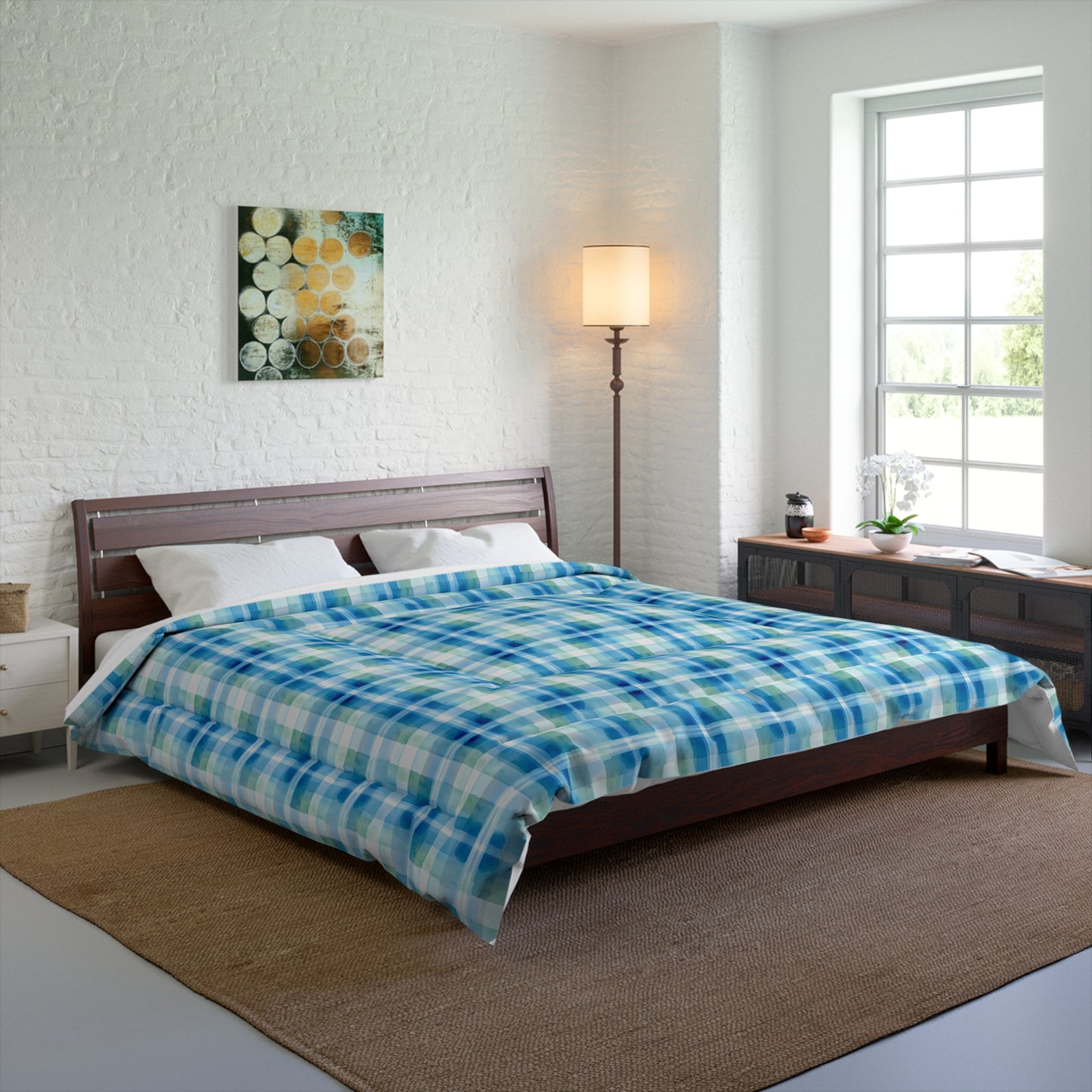 Ocean Sunset Plaid Comforter