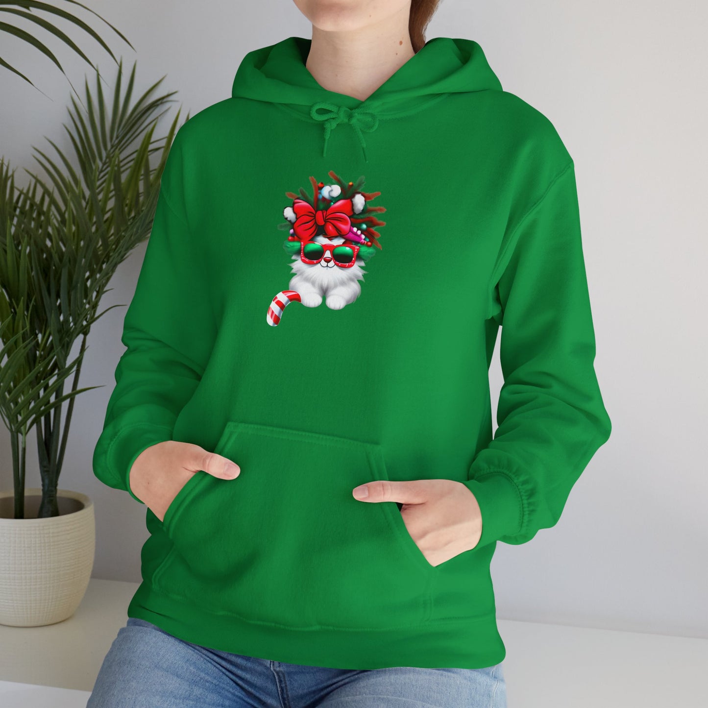 White Candy Cane Kitten Heavy Blend™ Hooded Sweatshirt