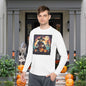 Halloween Scarecrow w/Pumpkins Adult Long Sleeve Tee