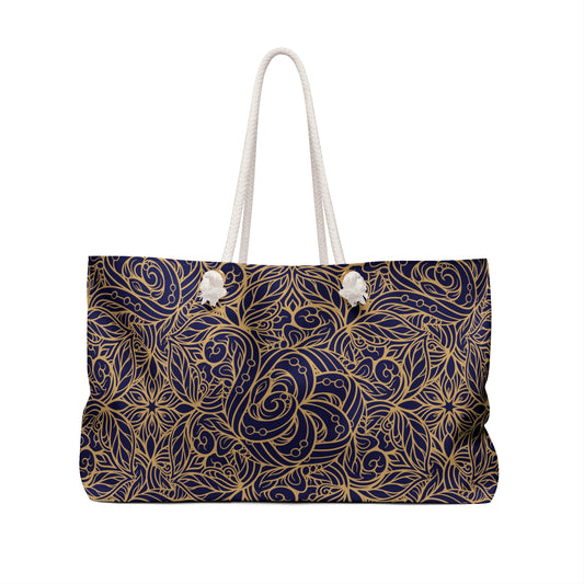 Golden Midnight Radiance Mandala Weekender Bag