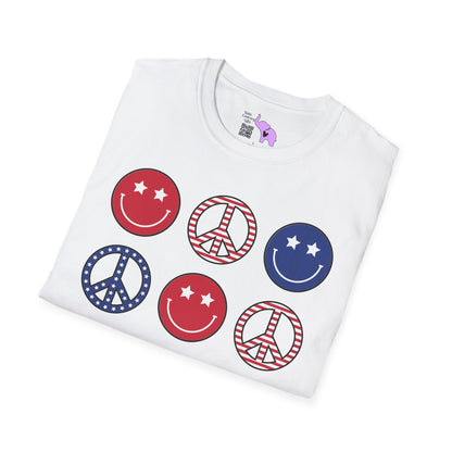 America Checkered Peace Signs Adult T-shirt