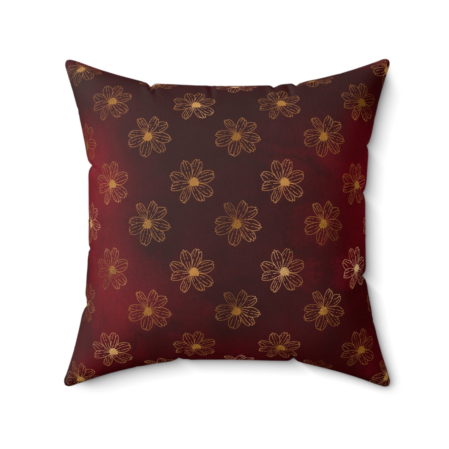 Crimson Gilded Daisies Duvet Bedding Set