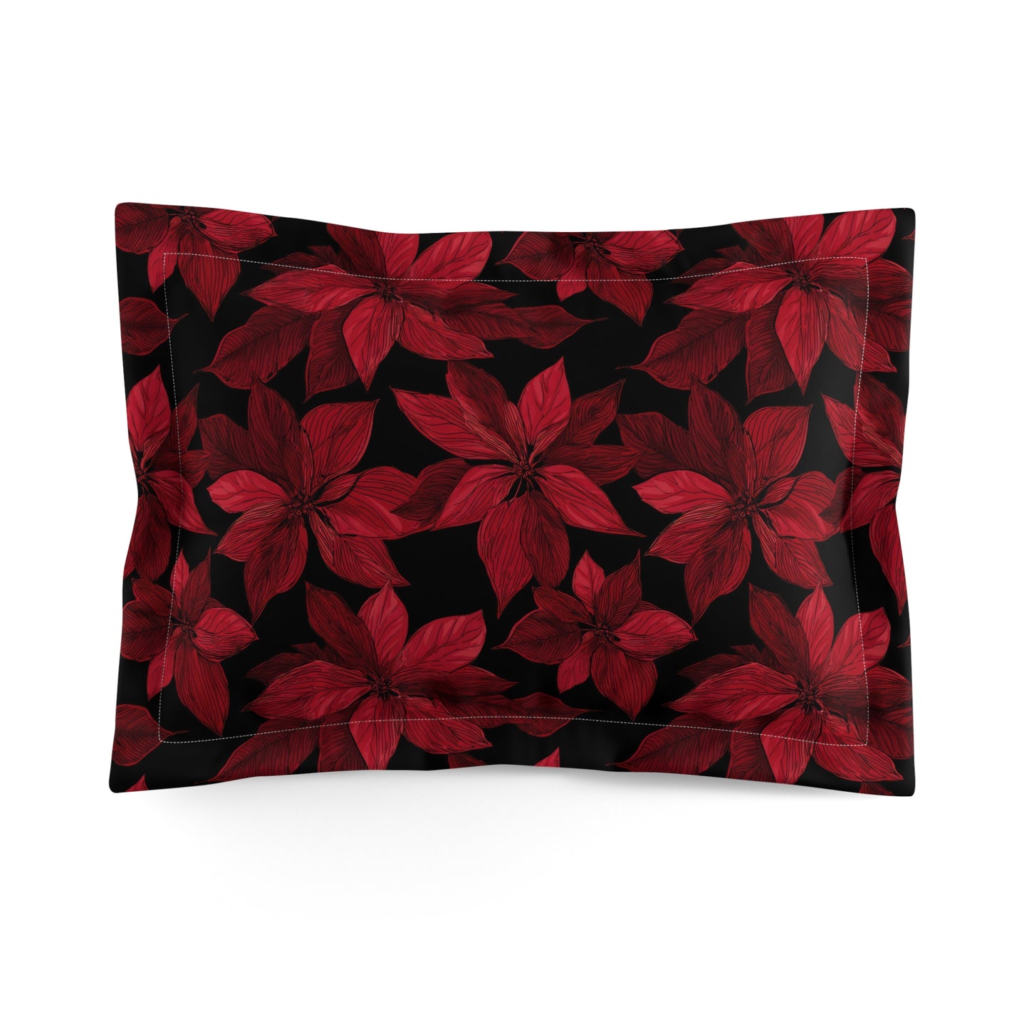 Midnight Poinsettia Garden Microfiber Pillow Sham