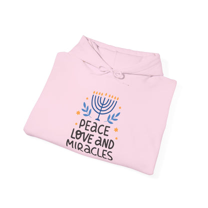 Hanukkah Peace Love & Miracles 1 Heavy Blend™ Hooded Sweatshirt