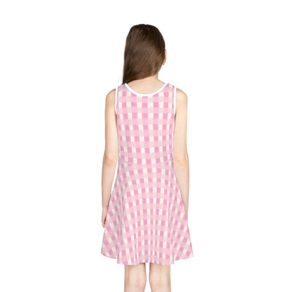 Dreamy Rose Gingham Girls' Sleeveless Sundress