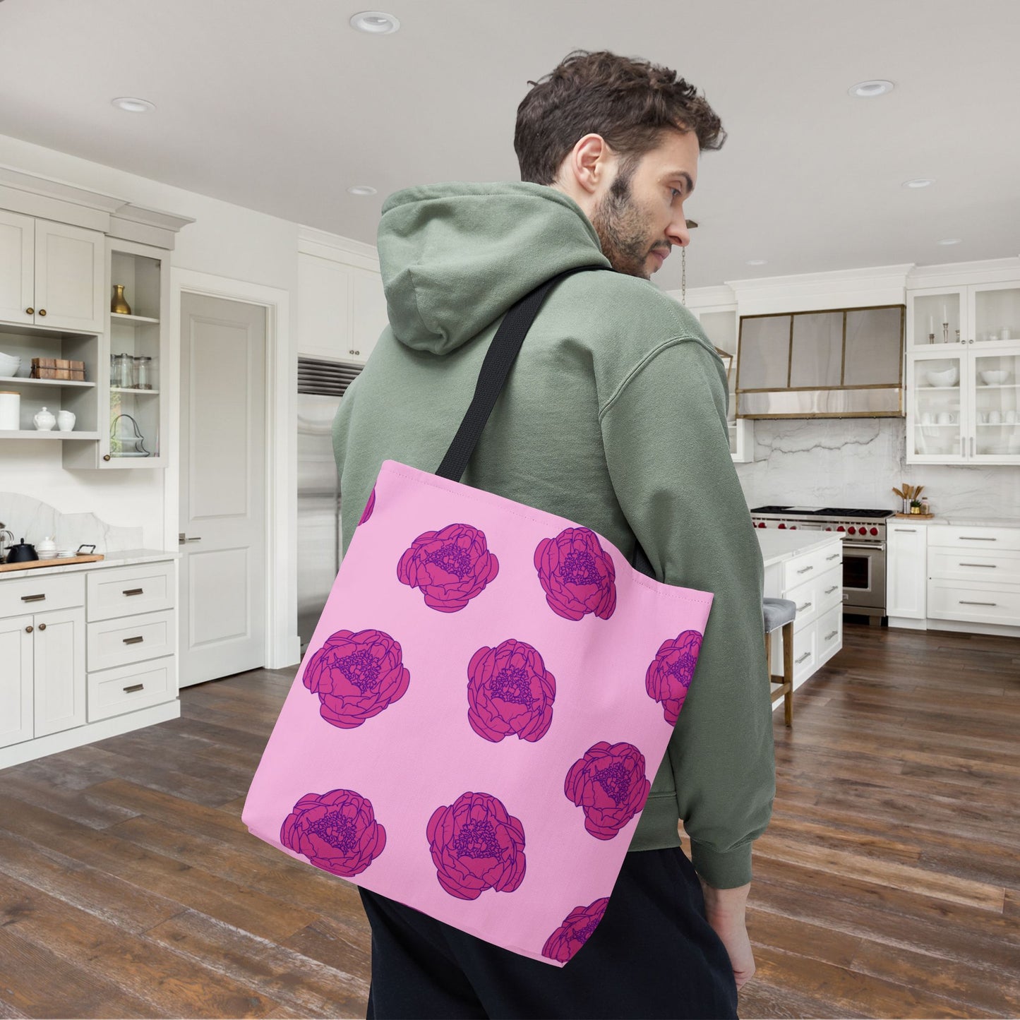 Rosy Dream Peonies Canvas Tote Bag