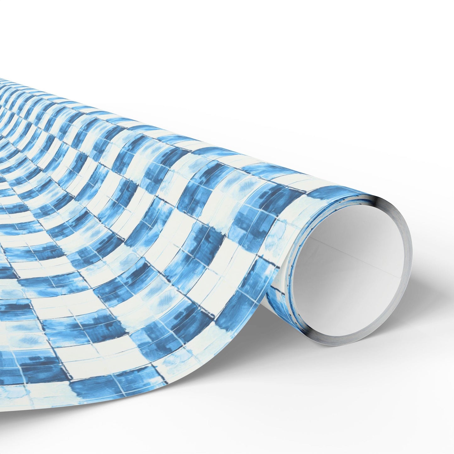 Cozy Blue Checkered Wrapping Paper