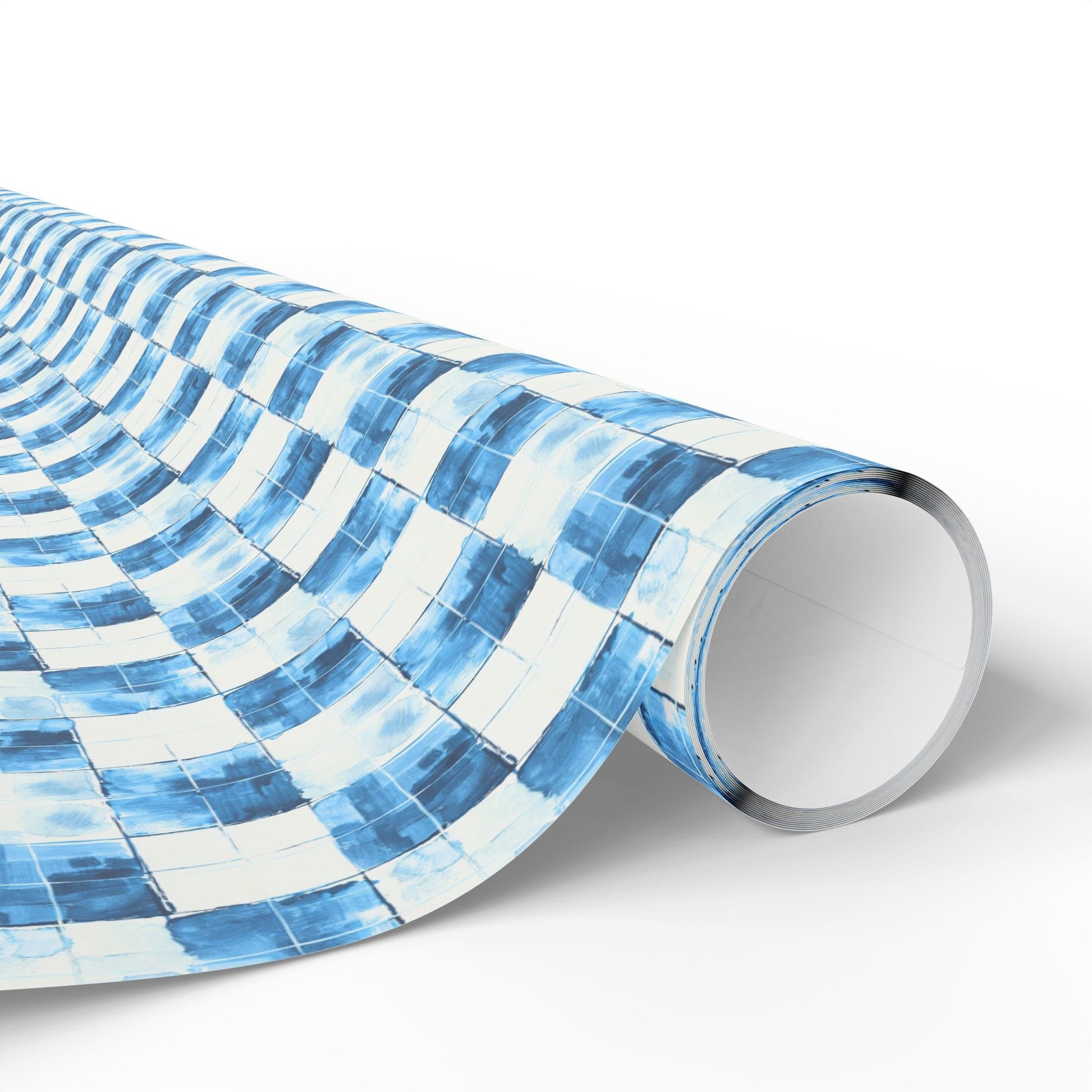 Cozy Blue Checkered Wrapping Paper