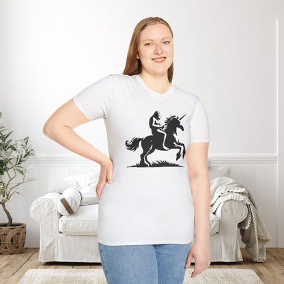 Bigfoot Rides A Unicorn Adult T-shirt