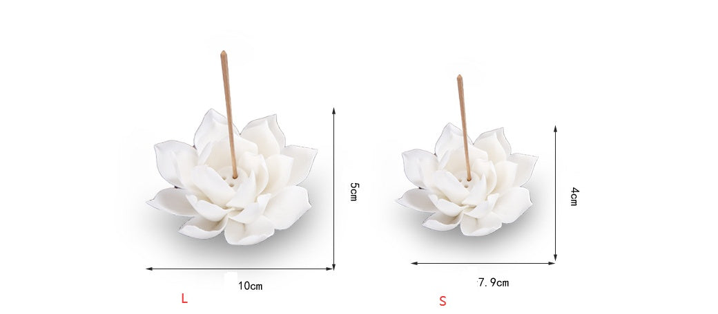 White Lotus Porcelain Stick Incense Burner