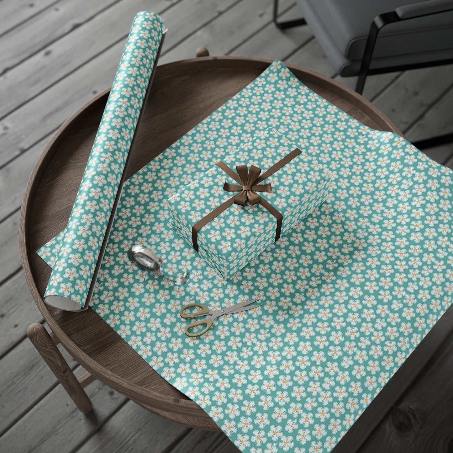Tealberry Blooms Wrapping Paper