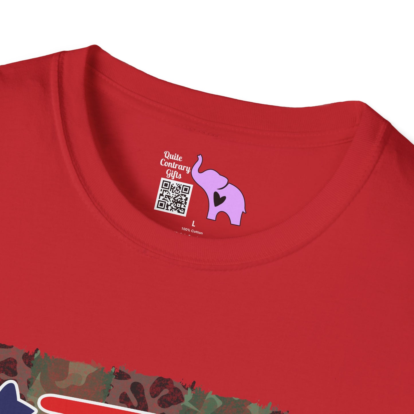 American Flag Over Camo Adult T-shirt