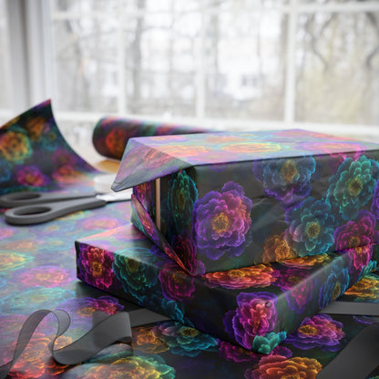 Neon Whisper Blooms Wrapping Paper