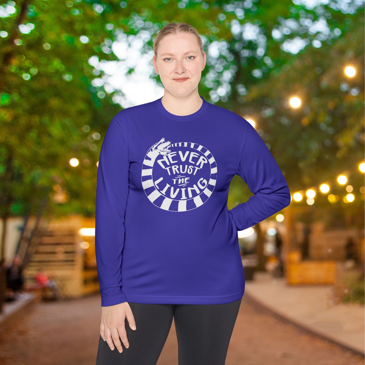 Never Trust The Living Beetlejuice Adult Long Sleeve Tee