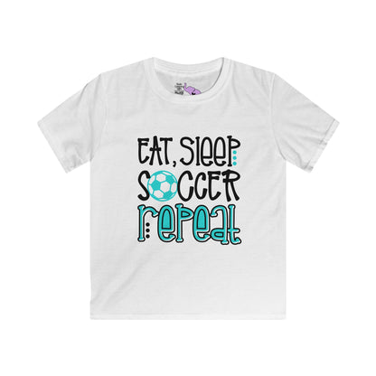 Eat, Sleep, Soccer Repeat Youth Softstyle Tee