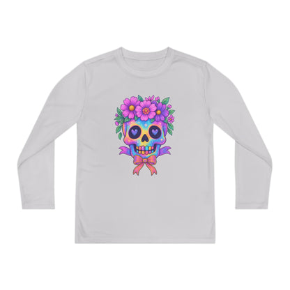 Neon Sugar Skull w/Floral Crown Youth Long Sleeve Tee