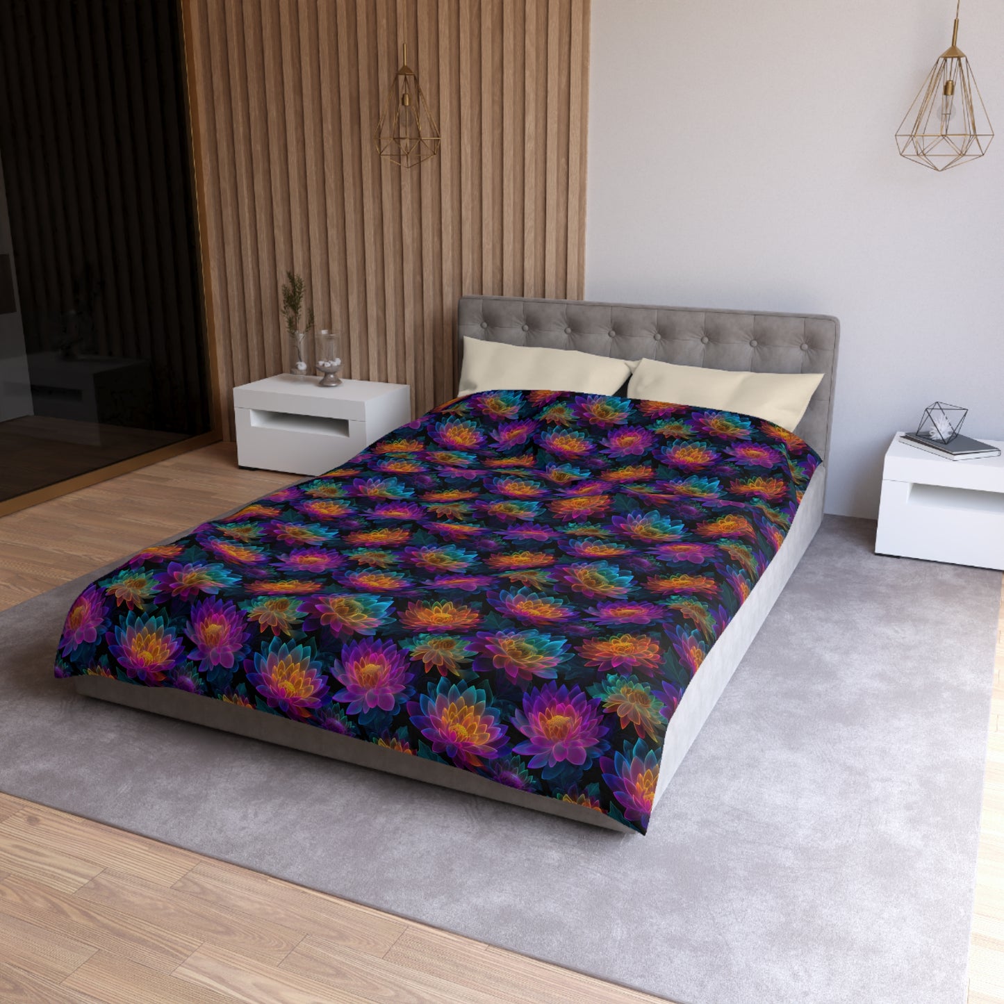 Luminous Lotus Microfiber Duvet Cover