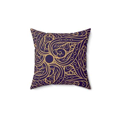 Oriental Purple/Gold Floral Throw Pillow