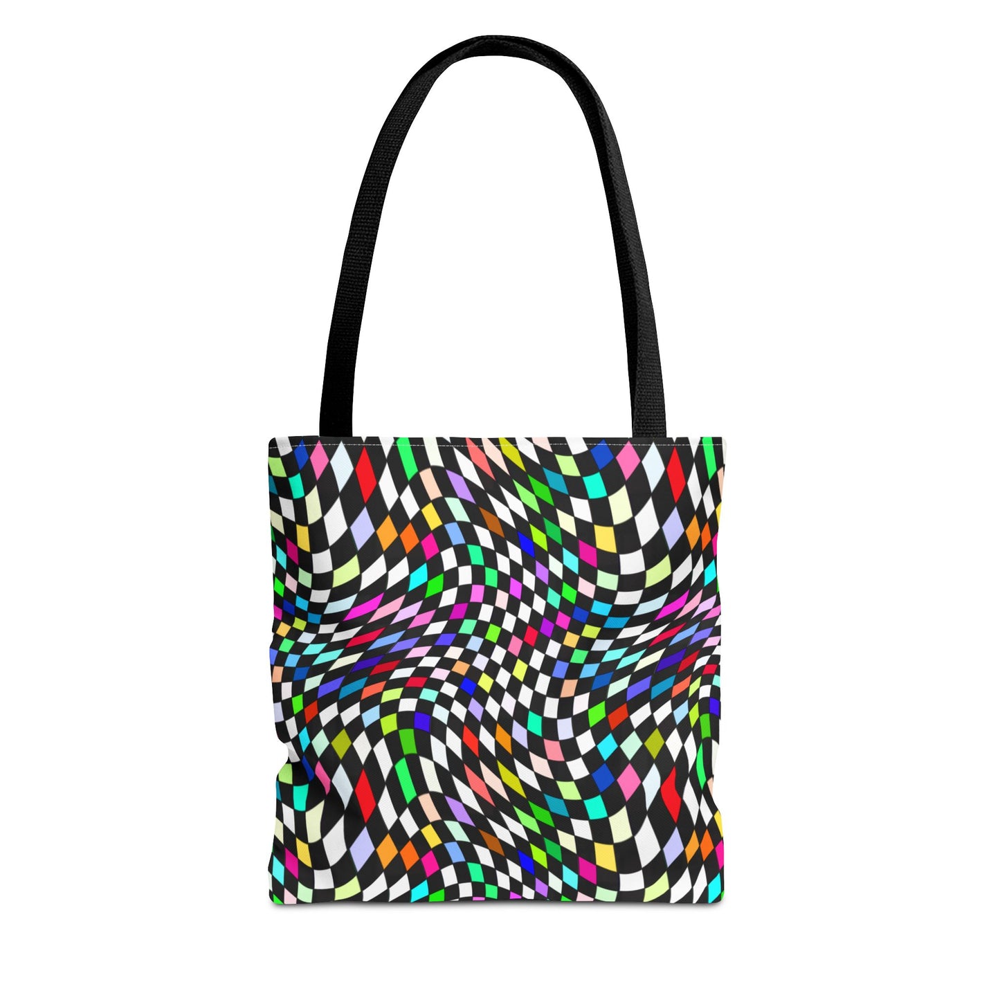 Warped Colorful Checkered Canvas Tote Bag