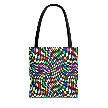Warped Colorful Checkered Canvas Tote Bag