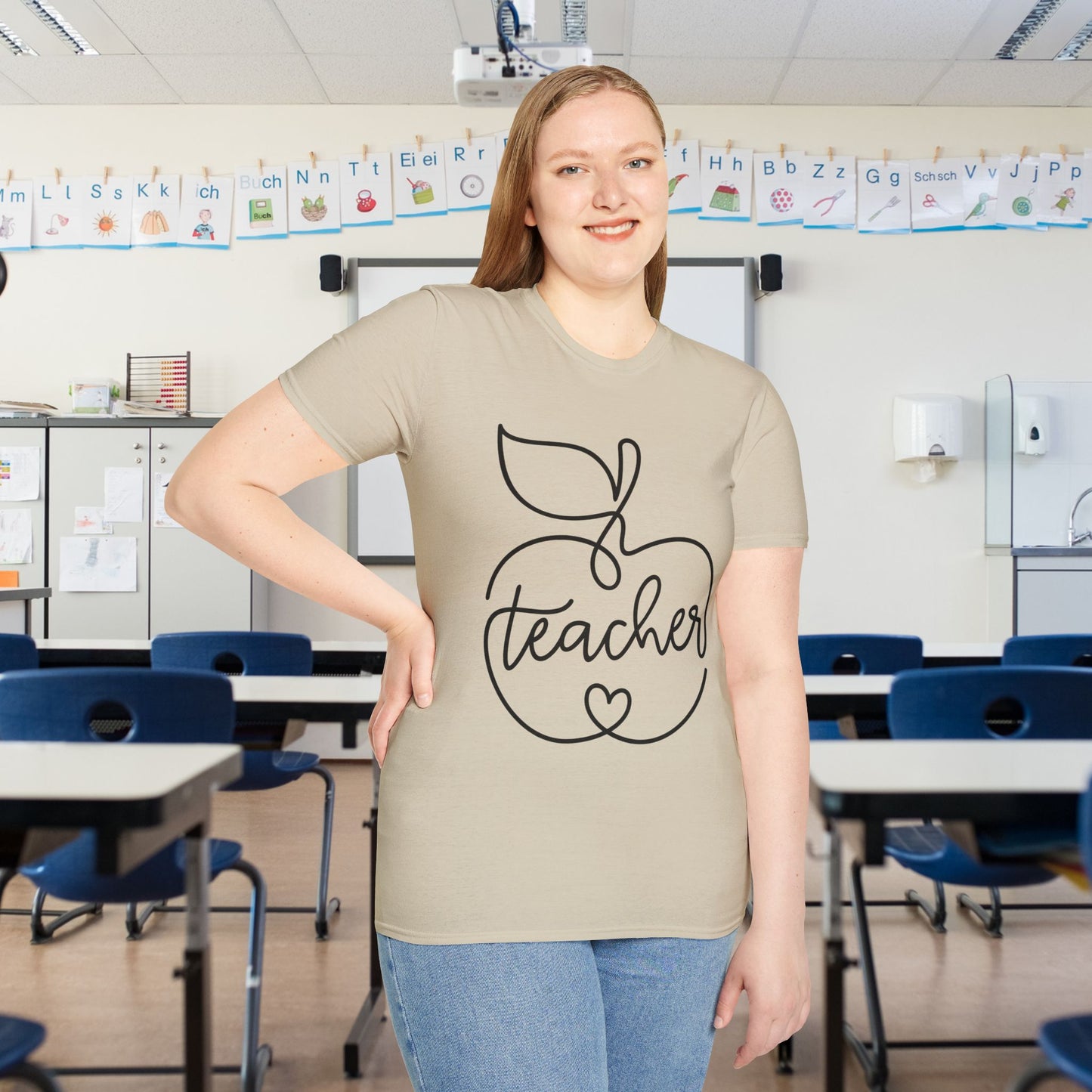 Teacher w/Apple Adult T-shirt