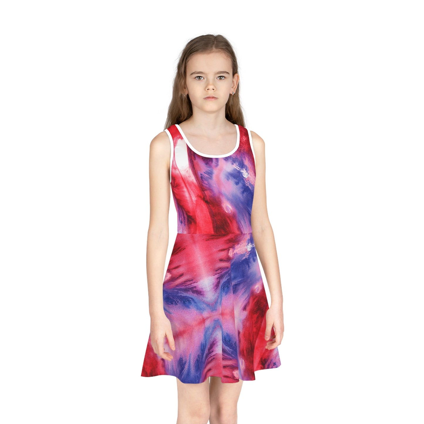 Red, White & Blue Tie Dye Sleeveless Sundress