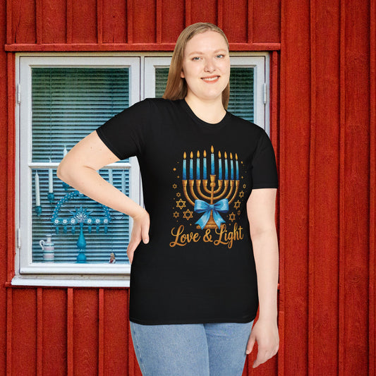Love & Light Menorah Adult T-shirt