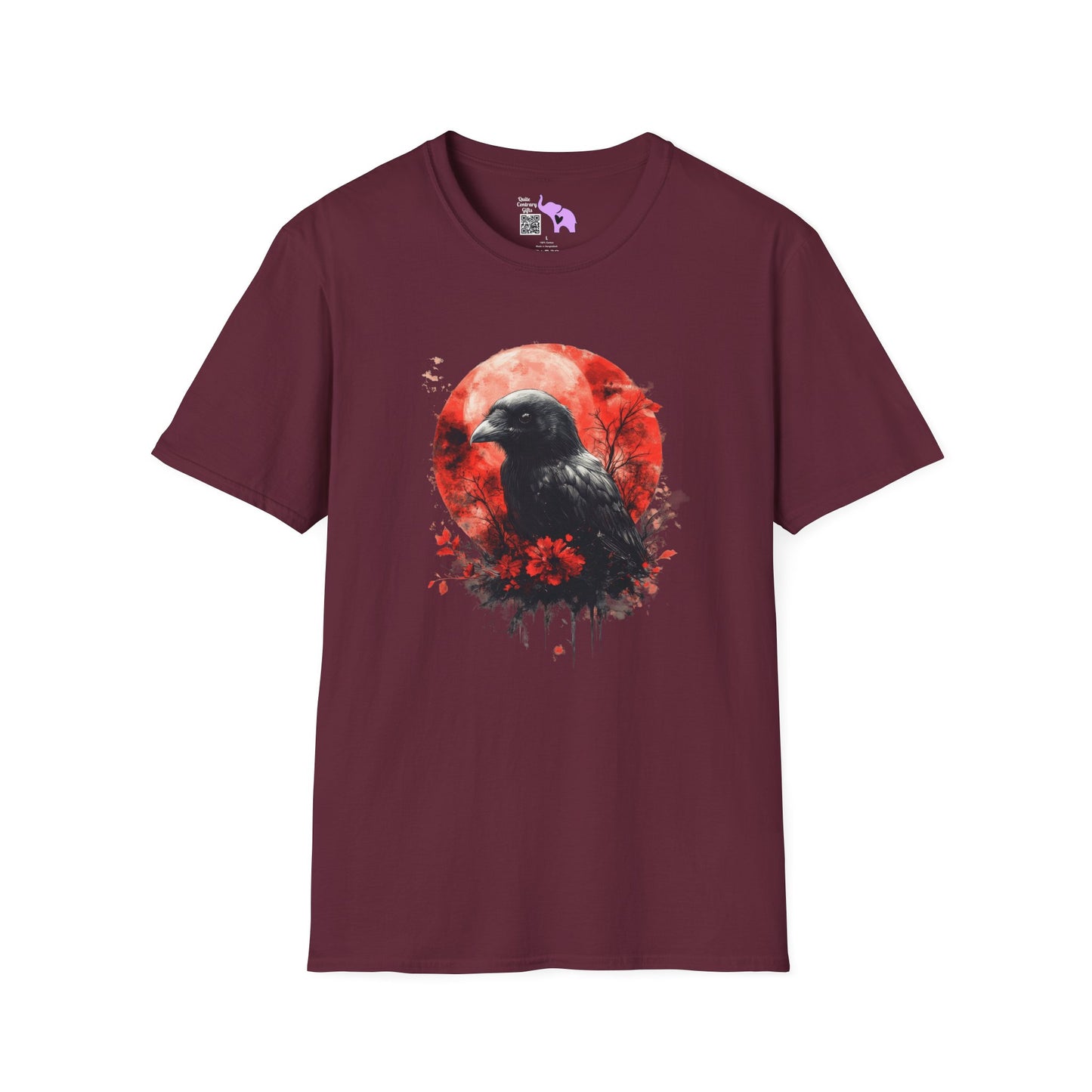 Creepy Raven with Full Moon Adult T-shirt