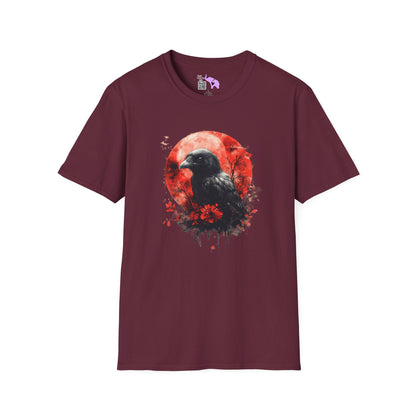 Creepy Raven with Full Moon Adult T-shirt