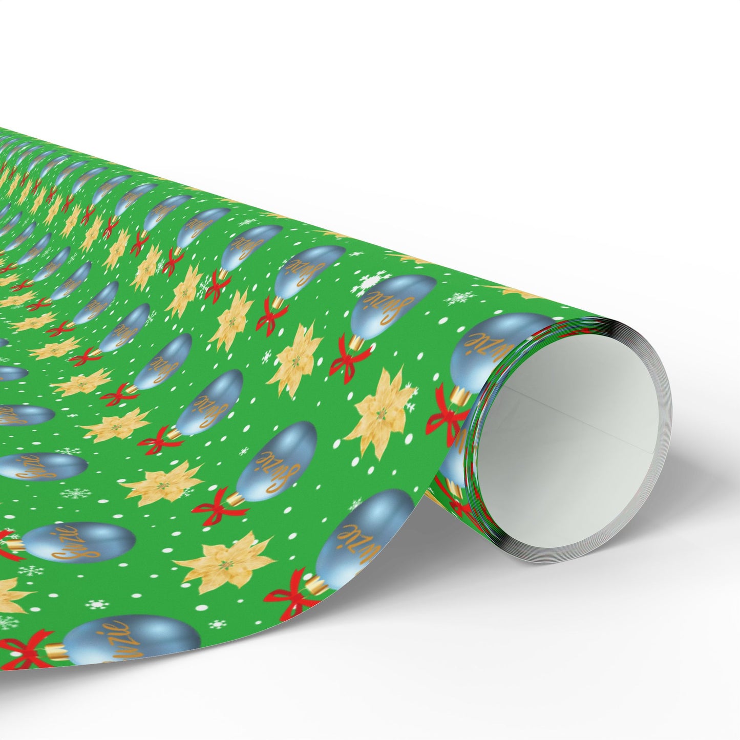Blue Ornament Green Paper Custom Wrapping Paper (Suzie)