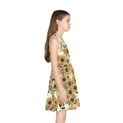 Honeycombs & Sunflowers Girls' Sleeveless Sundress