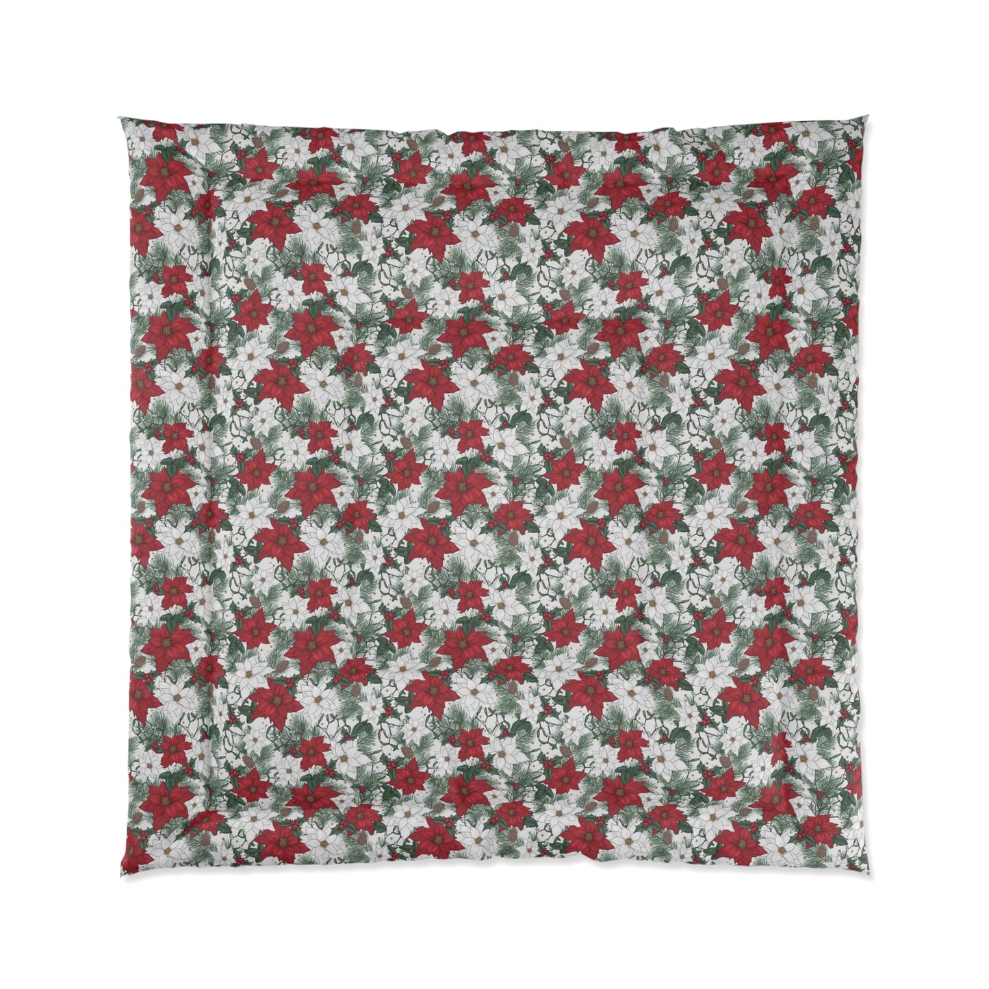 Winter Poinsettia Garden Comforter