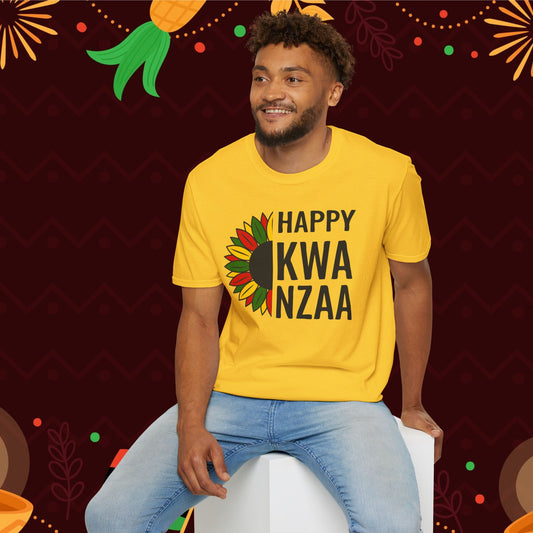 Happy Kwanzaa Sunflower Adult T-shirt