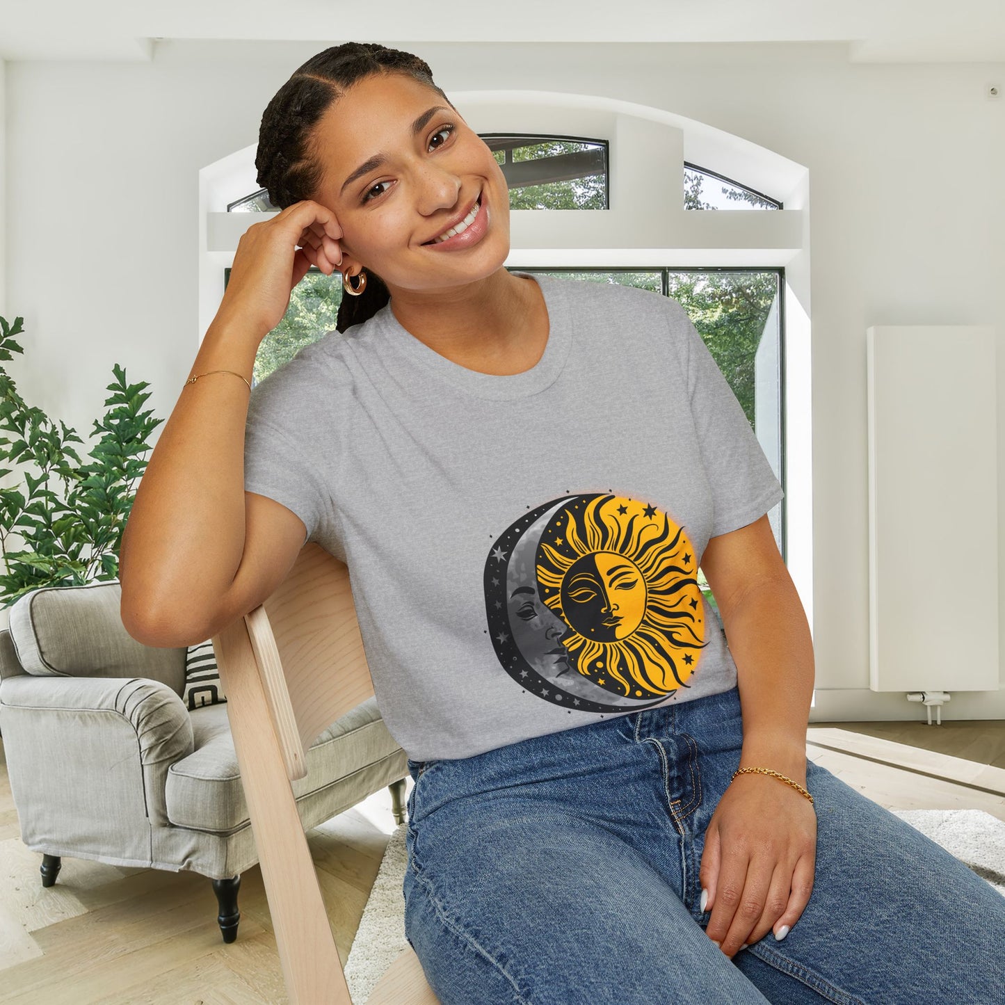 Sun Moon Stars Adult T-shirt