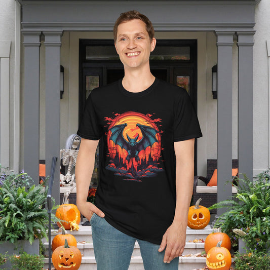Creepy Bats Over Moon 8 Adult T-shirt