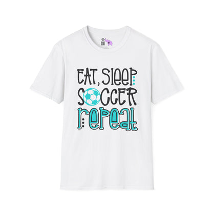 Eat Sleep Soccer Repeat (Teal) Adult T-shirt