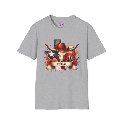 Texas Cow Skull w/Red Cowboy Hat Adult T-shirt