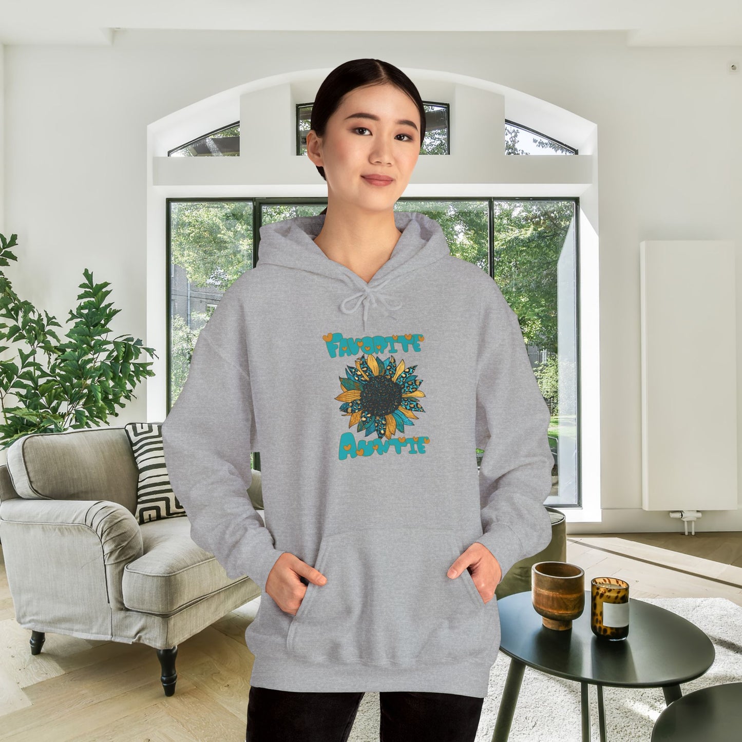 Favorite Auntie Teal/Gold Heavy Blend™ Hooded Sweatshirt
