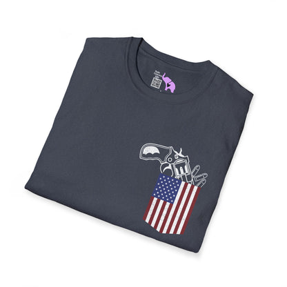 American Flag Pocket Gun Adult T-shirt