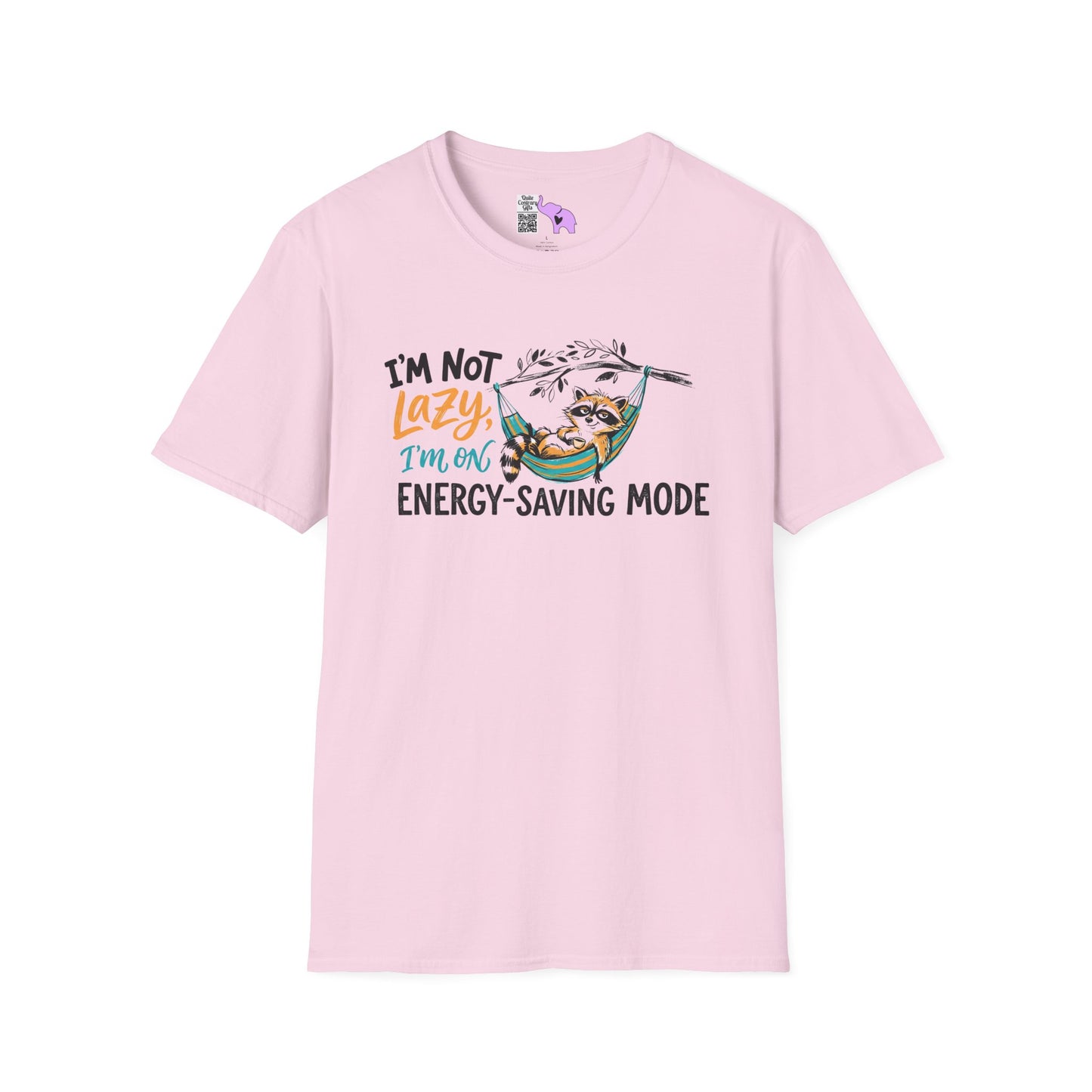 ""I'm Not Lazy, I'm On Energy Saving Mode (Racoon in Hammock) Adult T-shirt