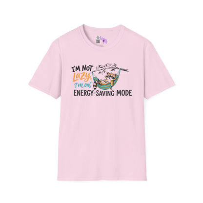 ""I'm Not Lazy, I'm On Energy Saving Mode (Racoon in Hammock) Adult T-shirt