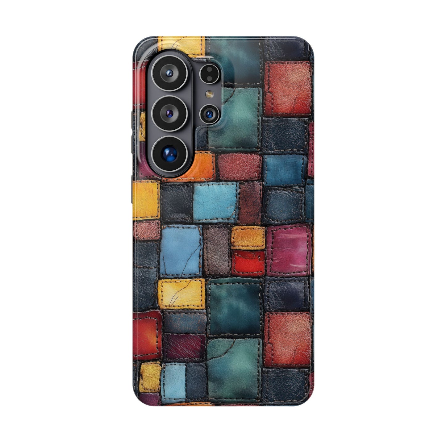Coloerful Leather Patchwork MagSafe® Compatible Tough Case for iPhone
