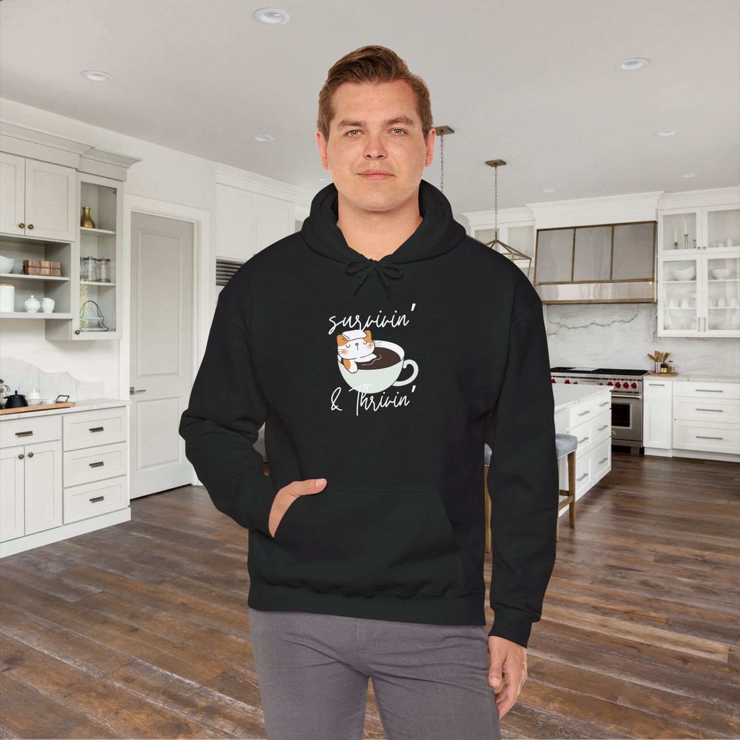 Survivin' and Thrivin' Cat Heavy Blend™ Hooded Sweatshirt