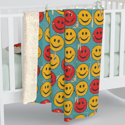 Retro Grins Sherpa Fleece Blanket