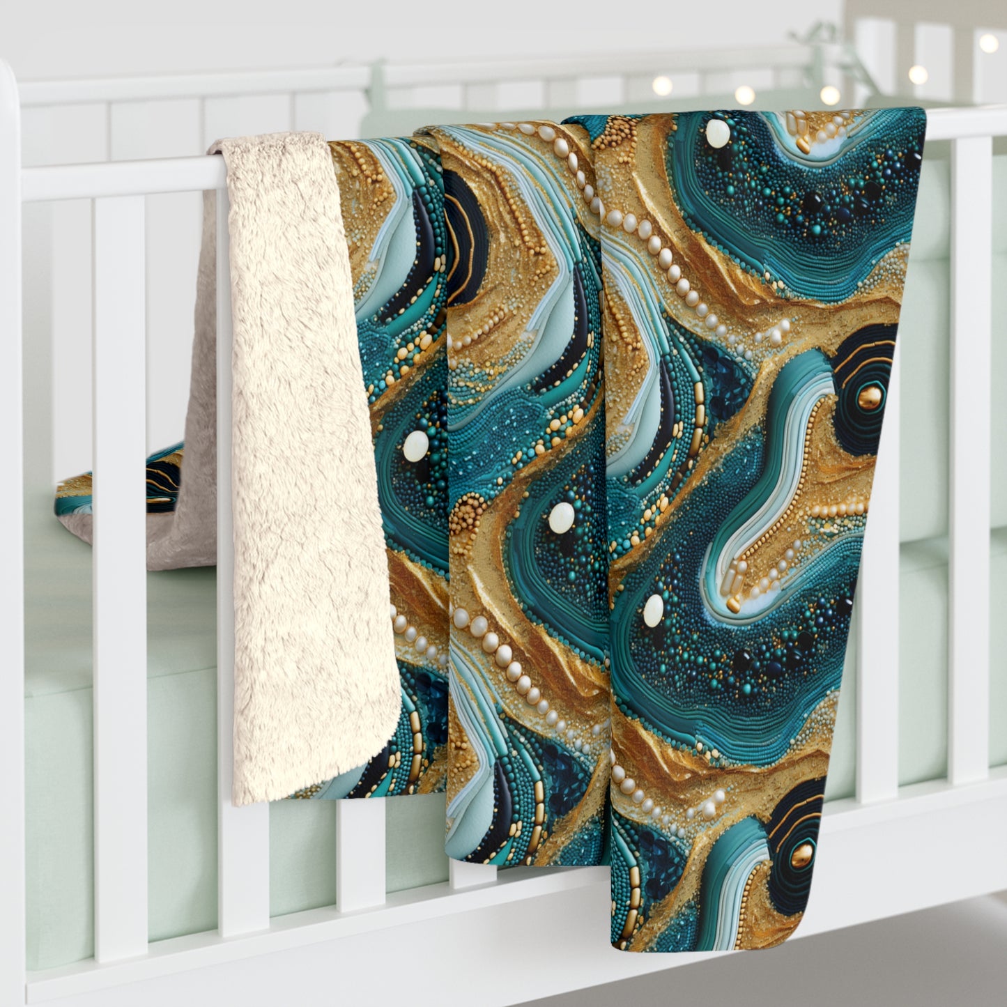 Gilded Ocean Veins Fleece Blanket